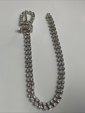 Silver Rhinestone Belt Tennis Bracelet